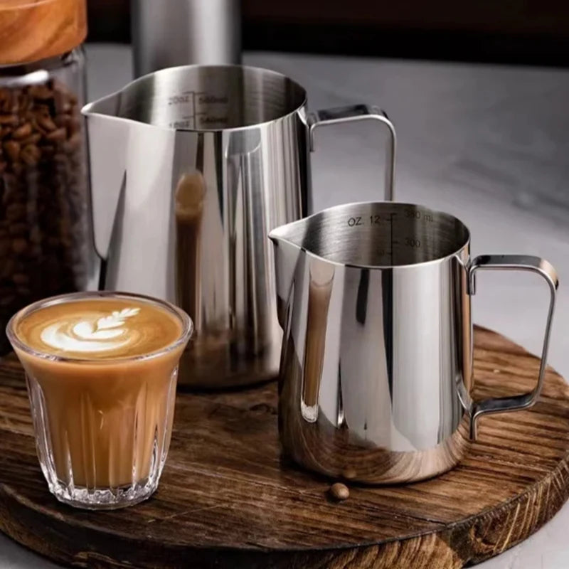 Pichet à mousser le lait en acier inoxydable, long bec arrondi, pichet à latte art, lait