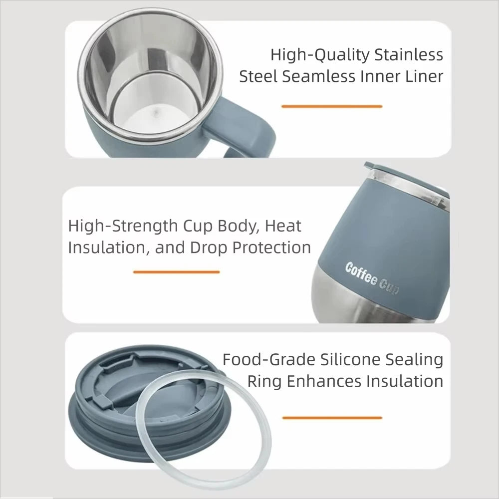 Tasse à café isotherme en acier inoxydable de 500 ml avec couvercle, double paroi sous vide