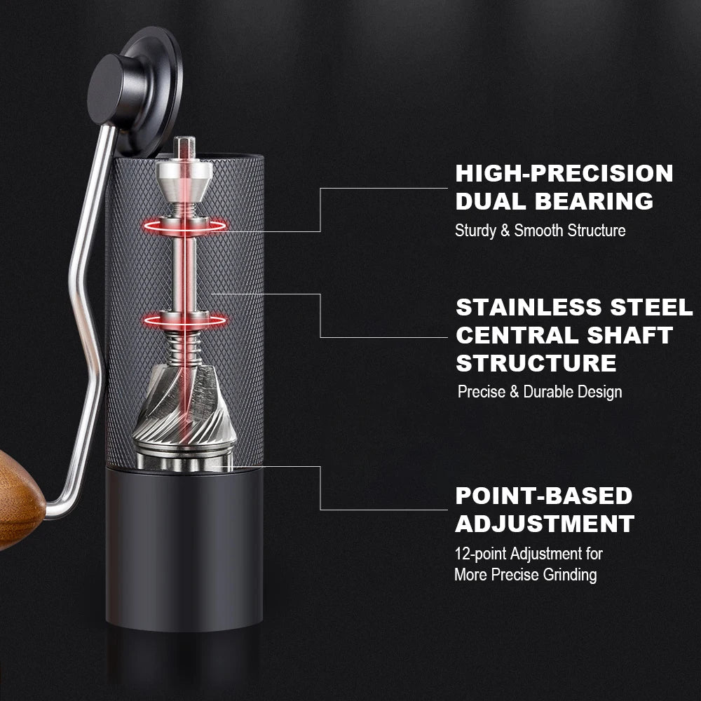 Moulin à Café Manuel avec Meule Conique en Acier Inoxydable, Broyeur Portable de Qualité