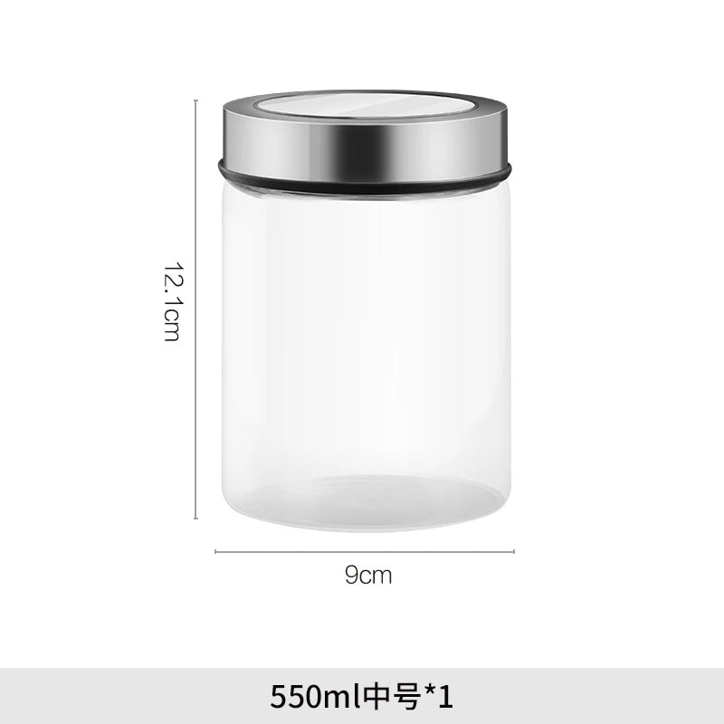 Bocal de rangement en verre transparent européen Bouteille de rangement pour grains de thé et café de cuisine