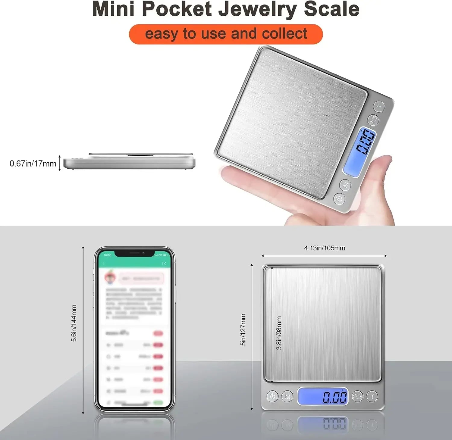 Balance de poche électronique de précision intelligente mini balance numérique LCD USB pour bijoux