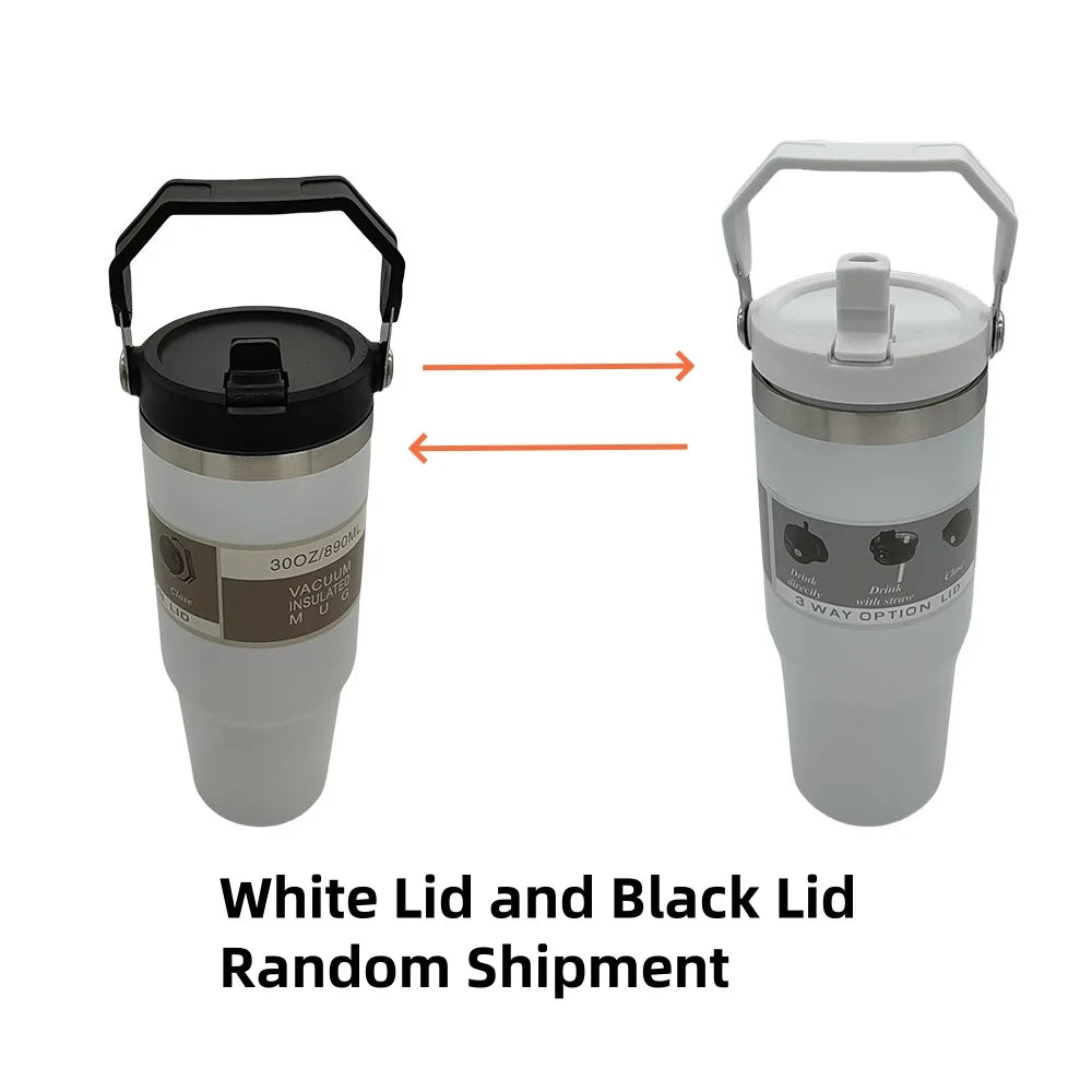 1 gourde isotherme avec couvercle en acier inoxydable, bouteille d'eau portable avec sac de transport