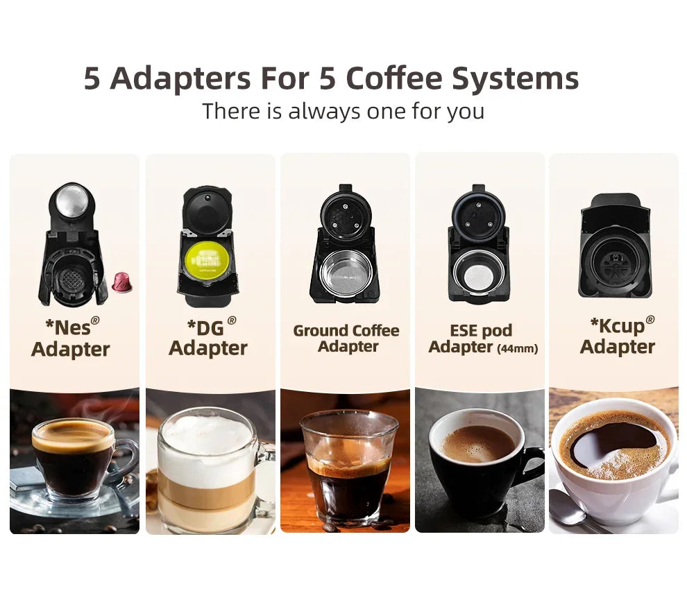 HiBREW 5 in 1 Multiple Coffee Machine Hot/Cold DG Cappuccino Nes Small ESE Pod Ground Coffee Cafeteria 20Bar H2B