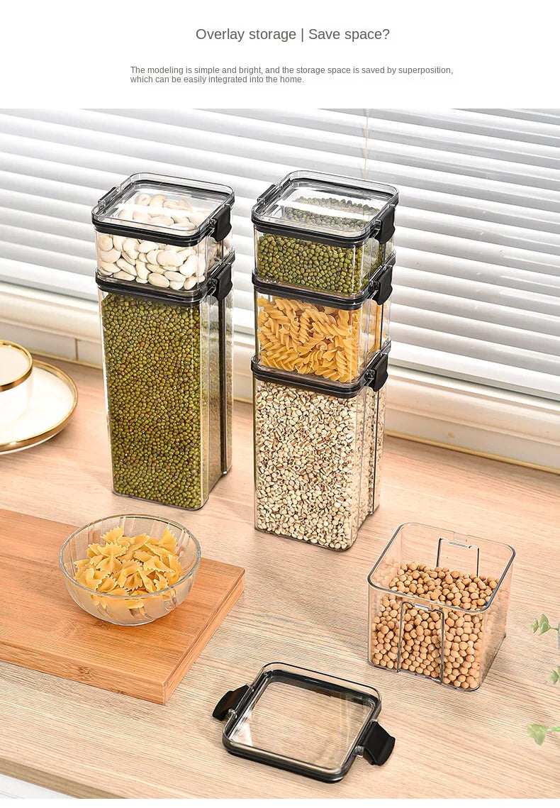 Lot de boîtes de rangement hermétiques pour cuisine, bocaux scellés pour céréales, conteneurs à épices empilables pour tiroir