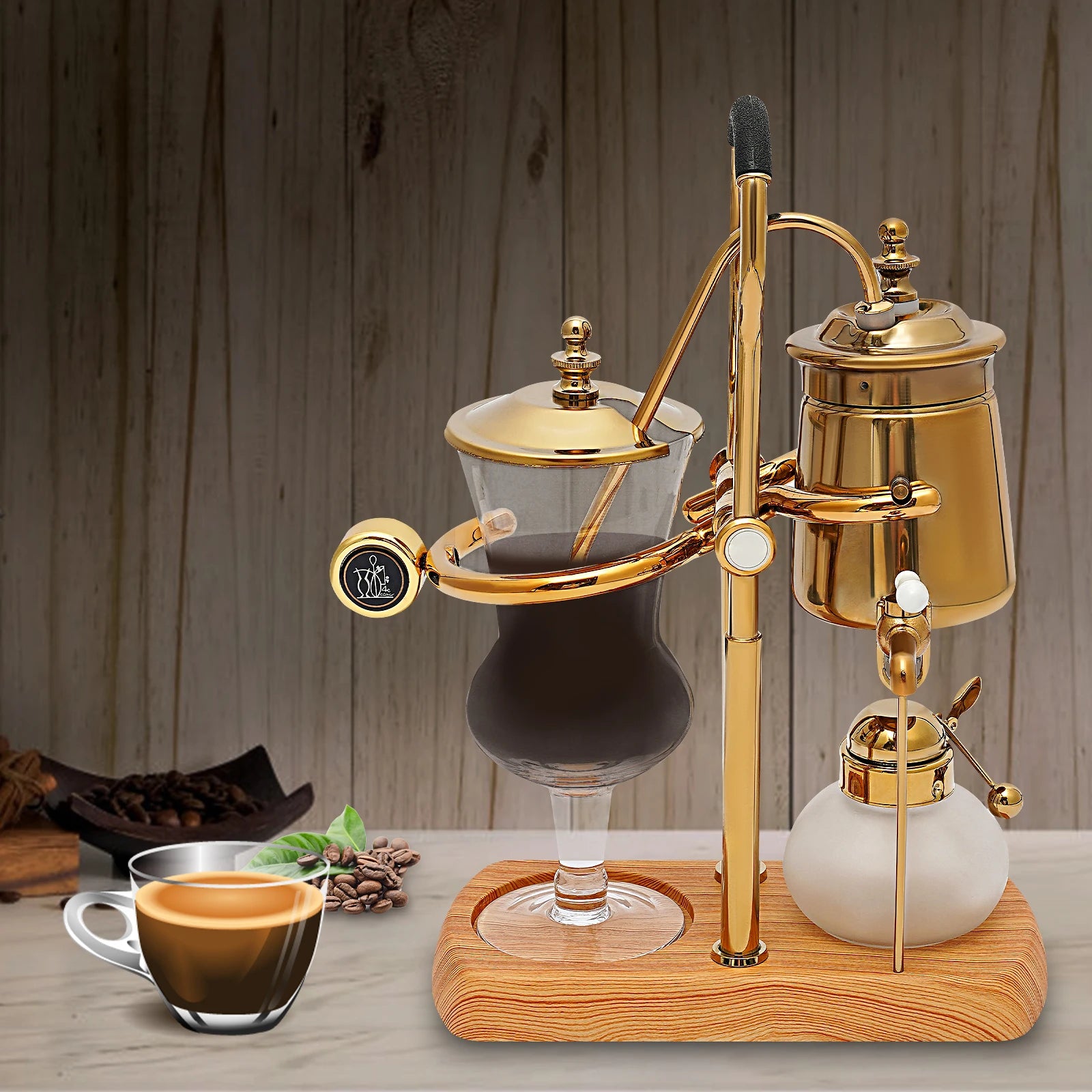Lot de 400 ml de cafetière à siphon dorée avec filtre intégré pour thé et café
