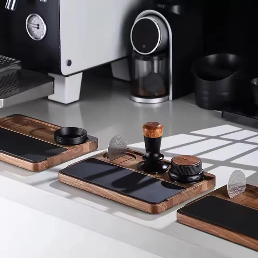Station de Tamping FENCHUI en Bois Antidérapante pour Tamper Espresso