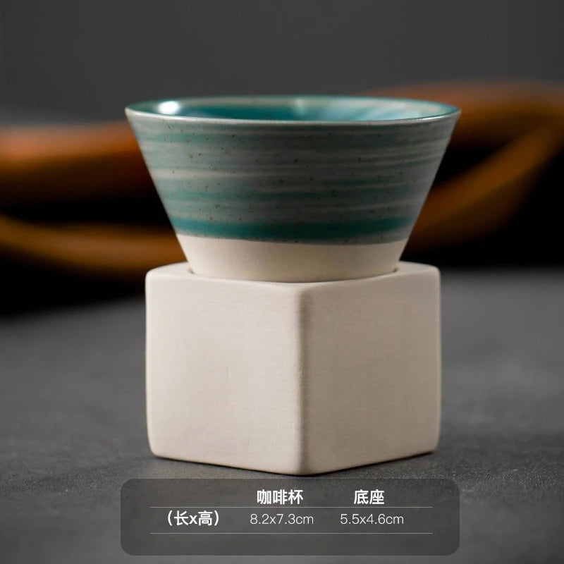 Mug à café en céramique triangulaire rétro, style japonais, fait main