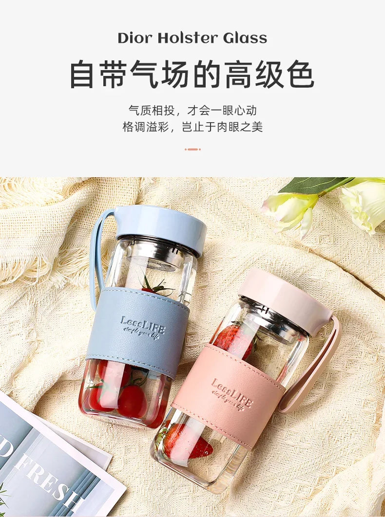 Bouteille d'eau en verre de style mode 480 ml avec infuseur à thé Bouteilles isothermes