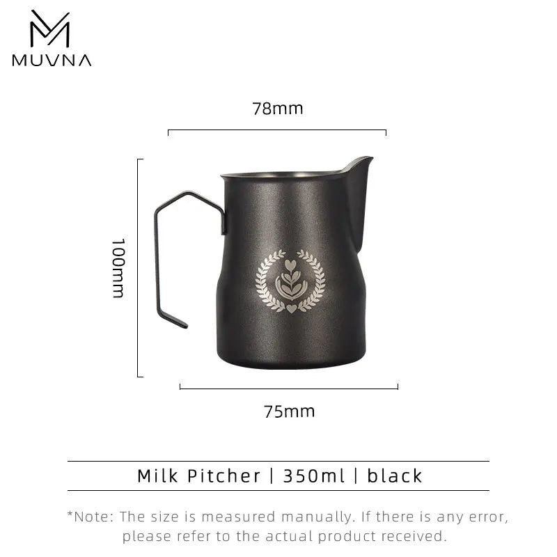 MUVNA Pichet à lait pour expresso, pichet moussant pour café 350/450 ml, tasse à bec verseur pointu