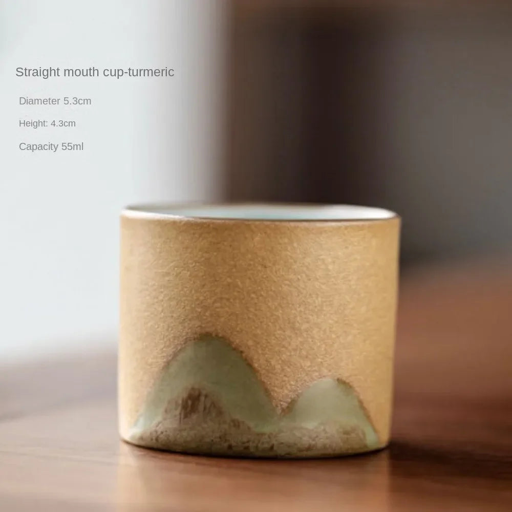 Tasse à café rétro en céramique avec filtre, poignée en bois, pour bureau