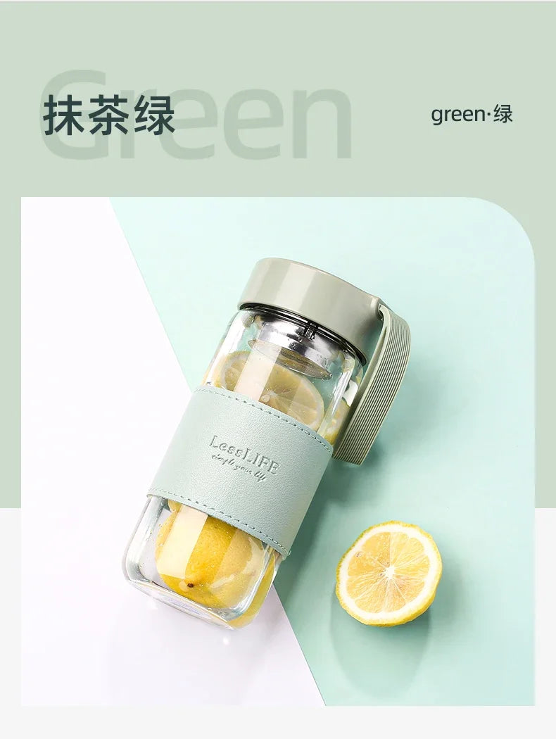 Bouteille d'eau en verre de style mode 480 ml avec infuseur à thé Bouteilles isothermes