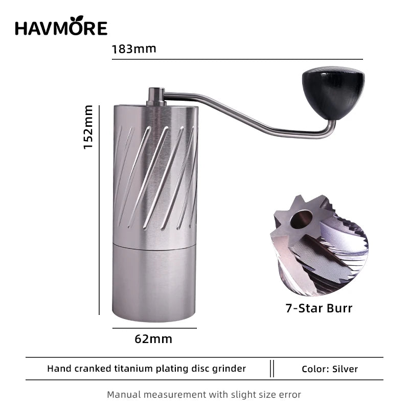 NOUVEAU Broyeur à café manuel conique 7 étoiles portable en acier inoxydable de haute qualité