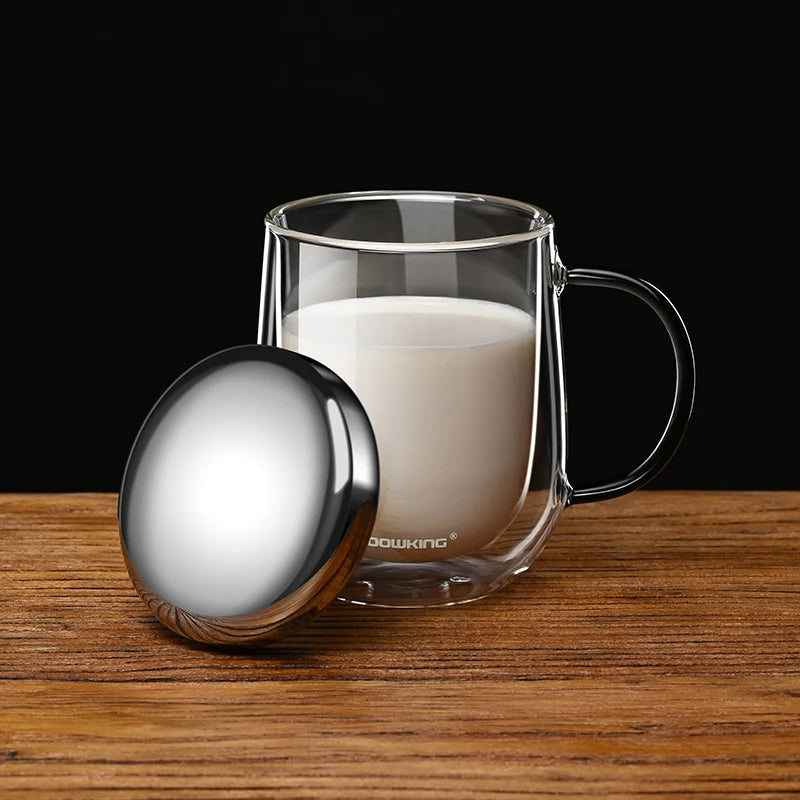 Tasse en verre à double paroi en verre borosilicate de 350-450 ml, résistante à la chaleur
