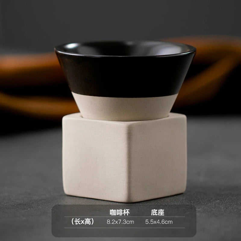 Mug à café en céramique triangulaire rétro, style japonais, fait main