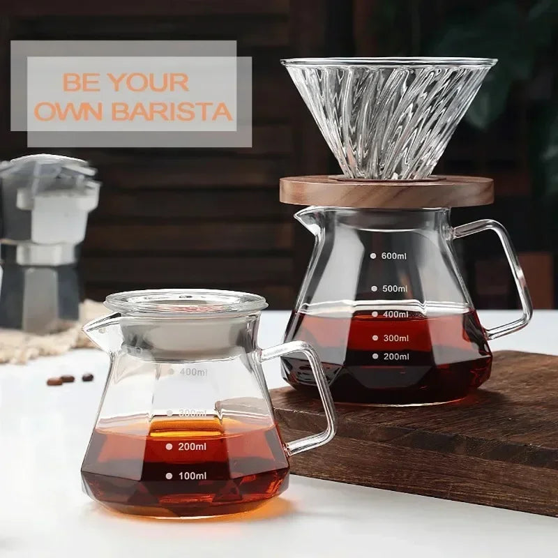 Cafetière en verre Diamond Fashion Design, serveur à café en verre pour café filtre