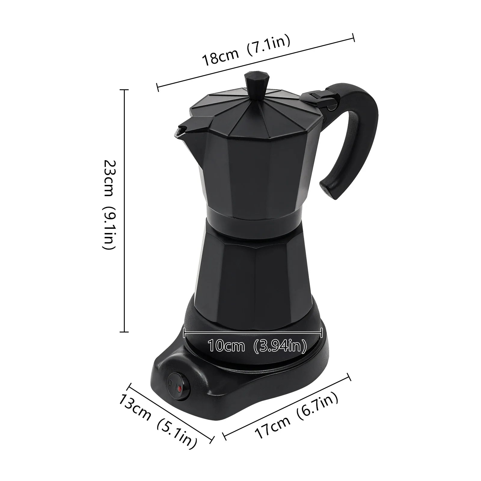 Cafetière Moka Électrique 300ml avec Base en Alliage d'Aluminium
