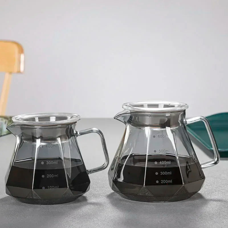 Cafetière en verre Diamond Fashion Design, serveur à café en verre pour café filtre