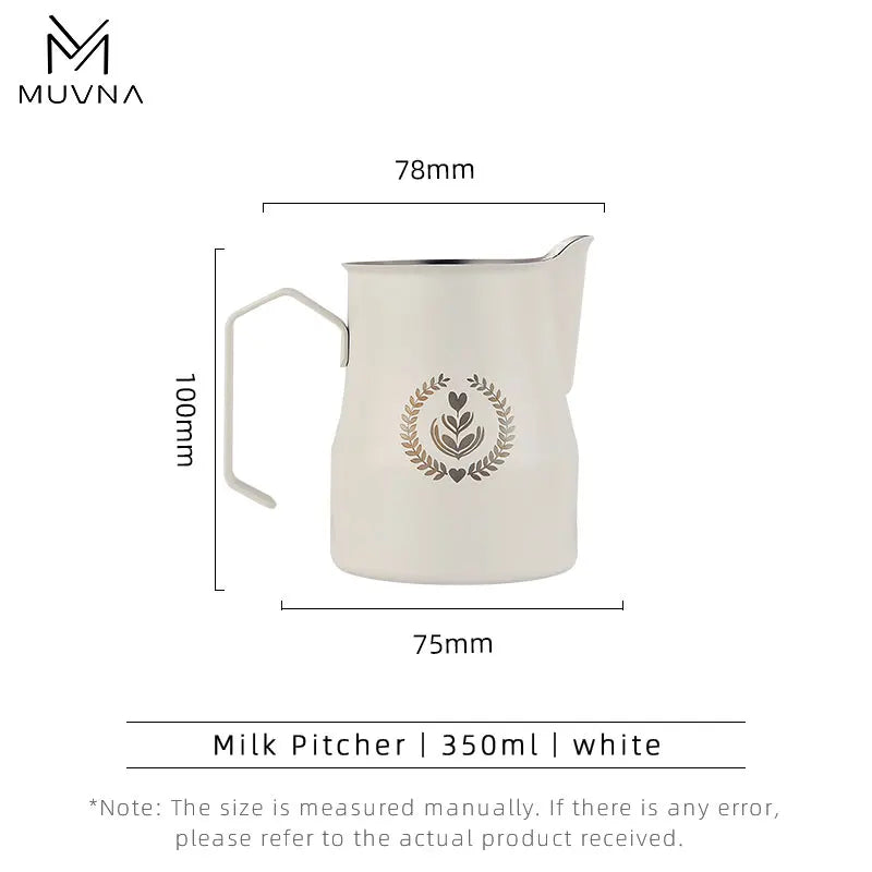 MUVNA Pichet à lait pour expresso, pichet moussant pour café 350/450 ml, tasse à bec verseur pointu