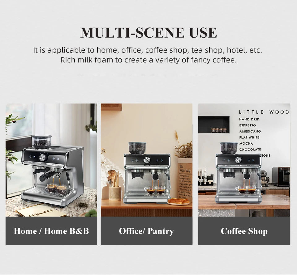 Machine à café HIBREW Barista Pro 20 bars, de la mouture à l'espresso