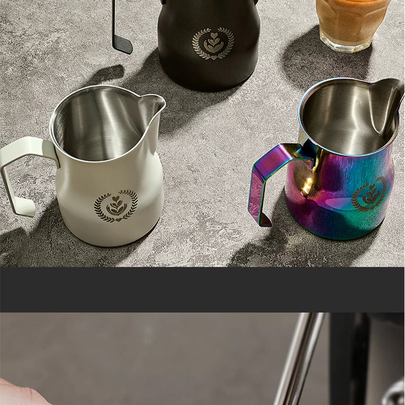 MUVNA Pichet à lait pour expresso, pichet moussant pour café 350/450 ml, tasse à bec verseur pointu