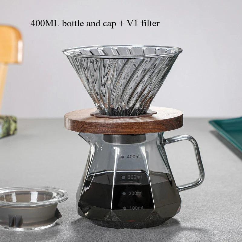 Cafetière en verre Diamond Fashion Design, serveur à café en verre pour café filtre