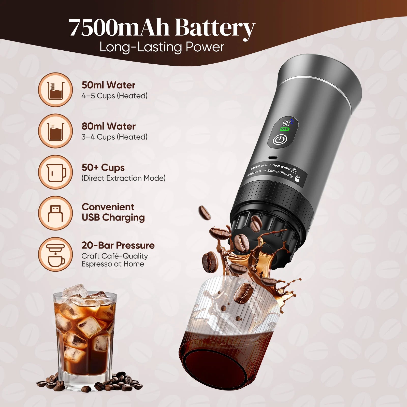 Machine à café expresso portable rechargeable 12 V pour le camping