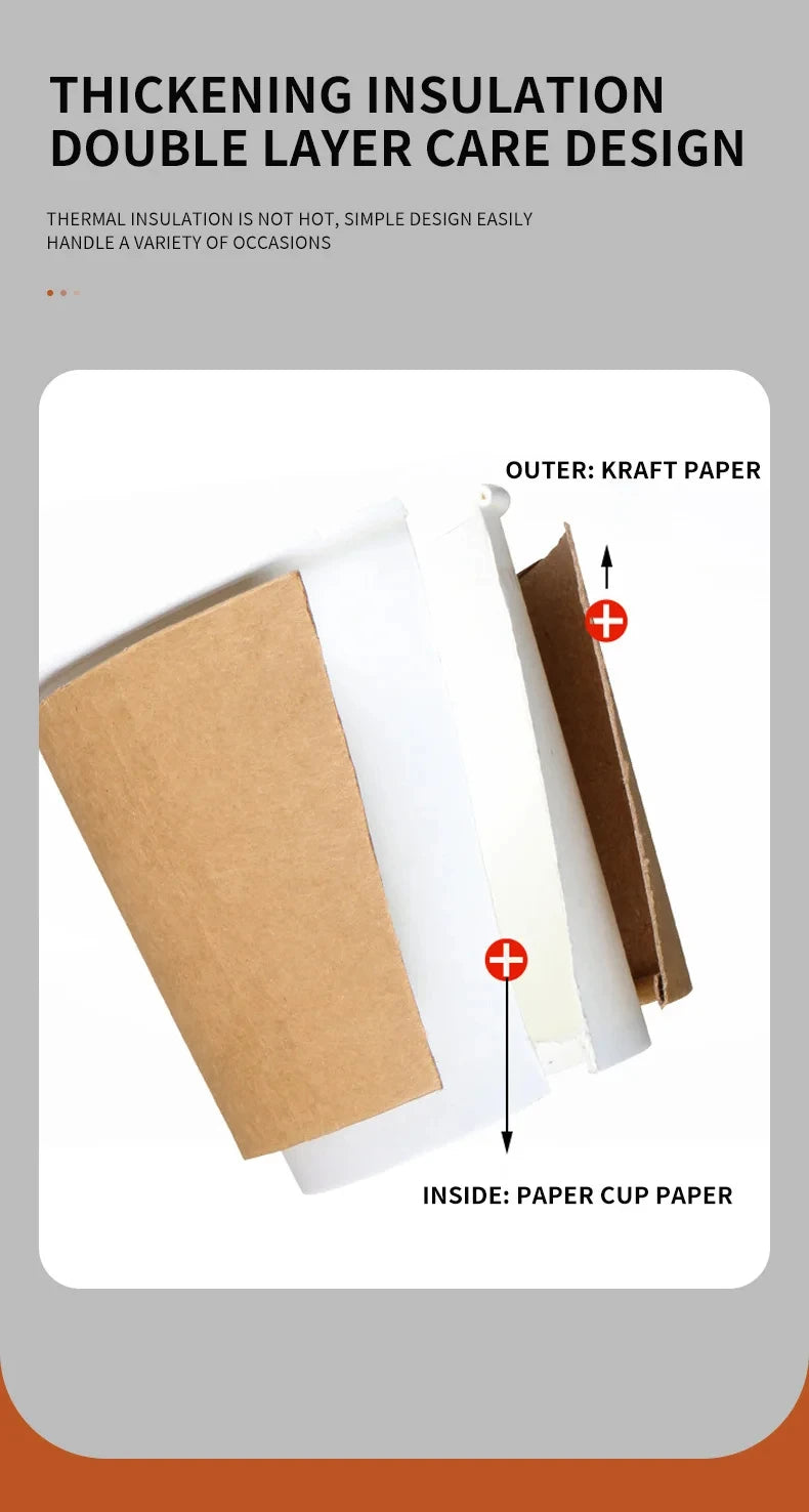 Gobelet en papier kraft à double paroi avec couvercle, gobelet jetable pour fête