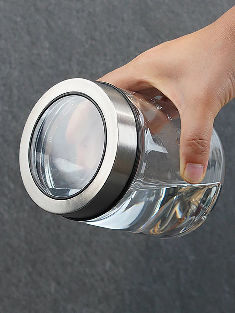 Bocal de rangement en verre transparent européen Bouteille de rangement pour grains de thé et café de cuisine