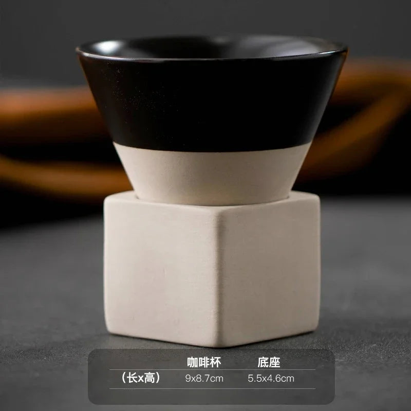 Mug à café en céramique triangulaire rétro, style japonais, fait main