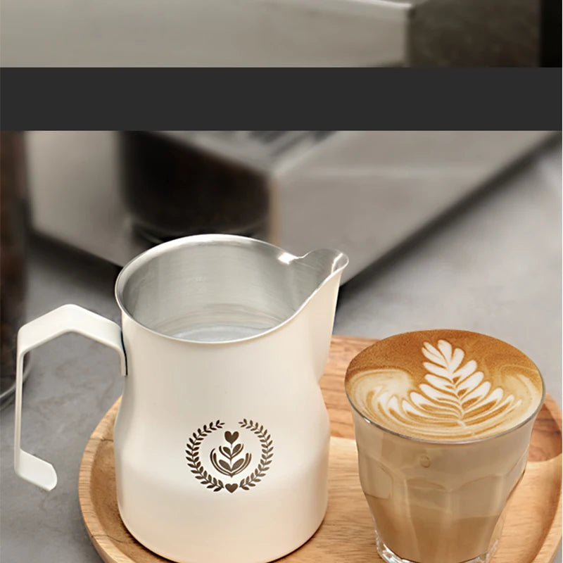 MUVNA Pichet à lait pour expresso, pichet moussant pour café 350/450 ml, tasse à bec verseur pointu