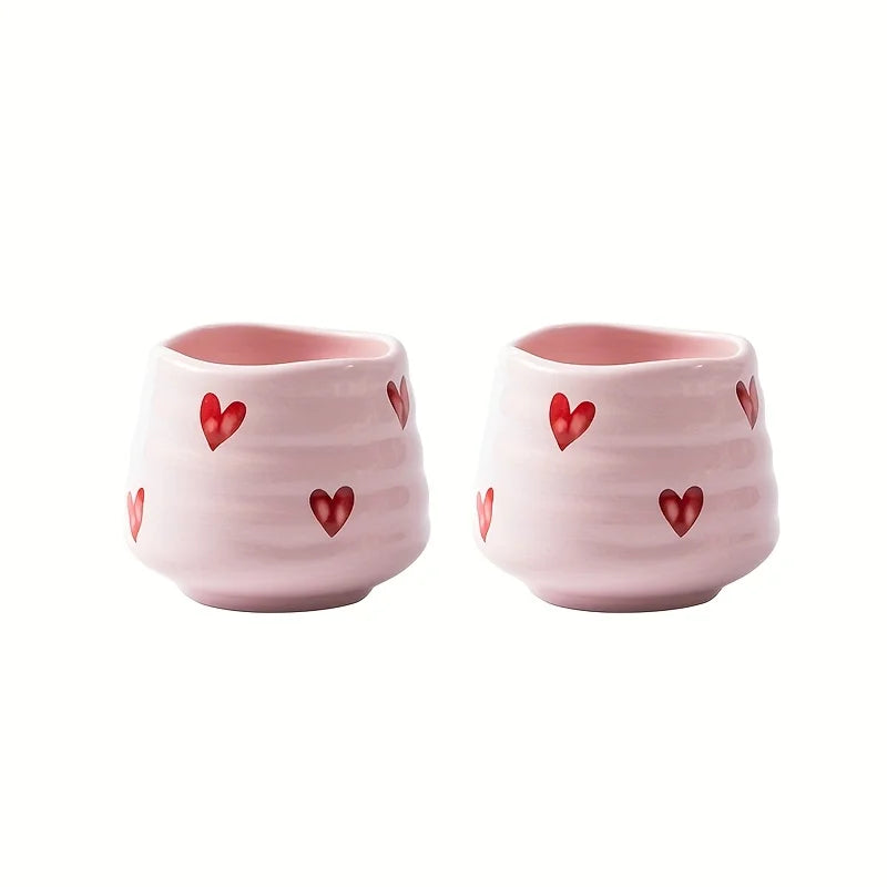 Jolies tasses à thé en céramique en forme de cœur sans anse, tasses à café chinoises Gongfu