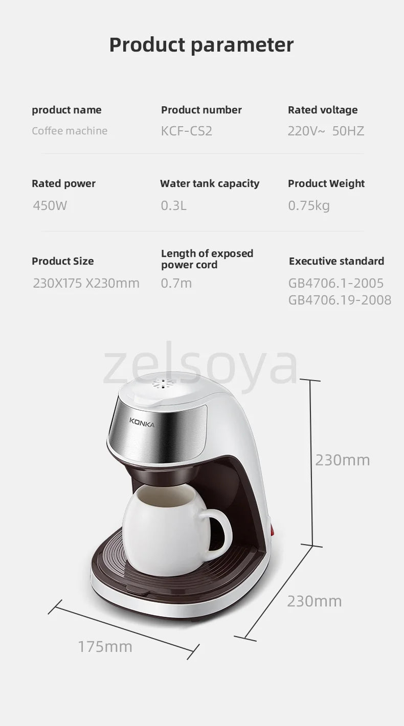 Cafetière automatique de petite taille pour la maison, machine à café filtre pour le bureau