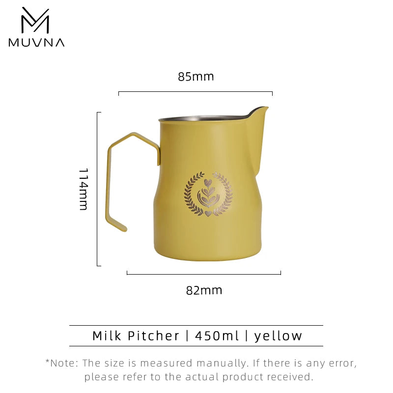 MUVNA Pichet à lait pour expresso, pichet moussant pour café 350/450 ml, tasse à bec verseur pointu