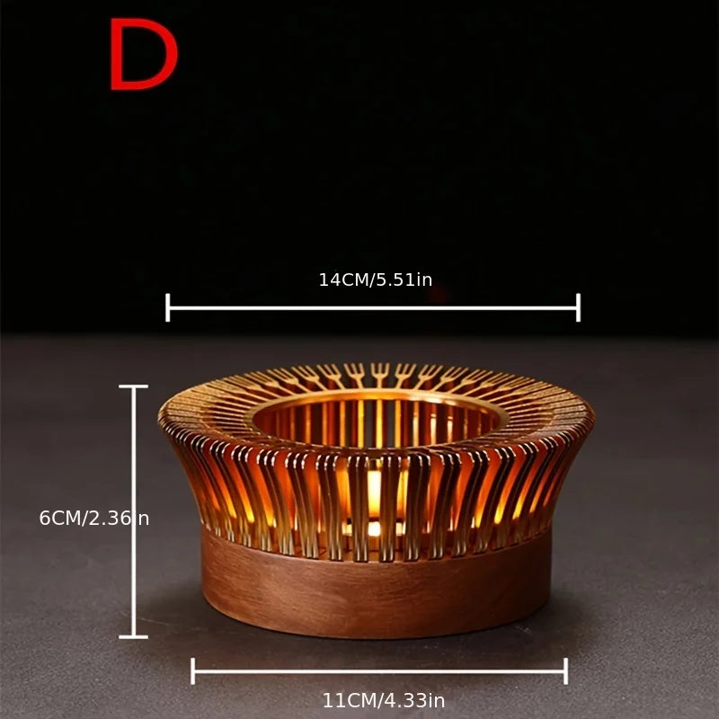Chauffe-théière en alliage d'aluminium creux doré, chauffe-cafetière à bougie