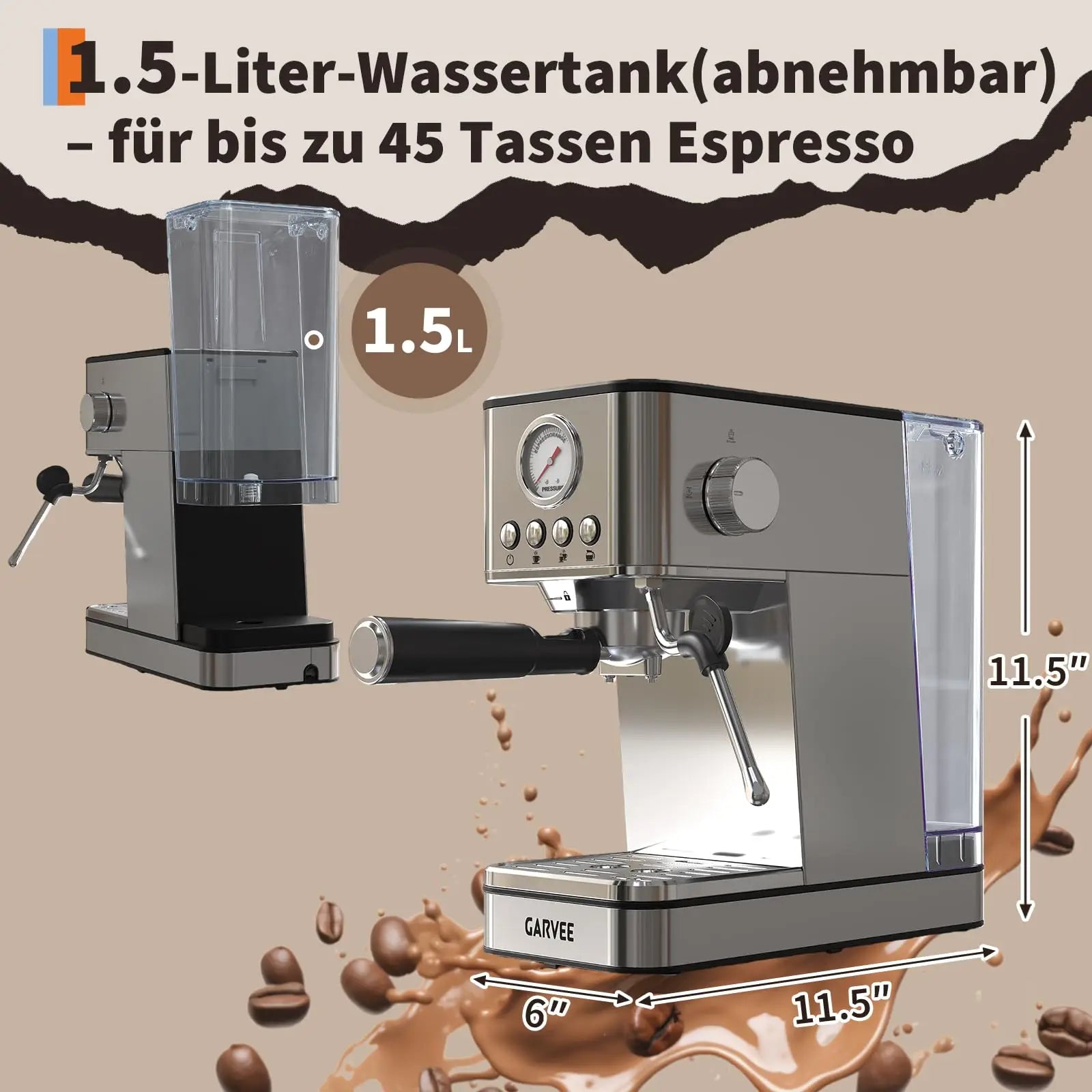 Machine à café expresso 20 bars avec mousseur à lait Chauffe-café rapide pour la maison