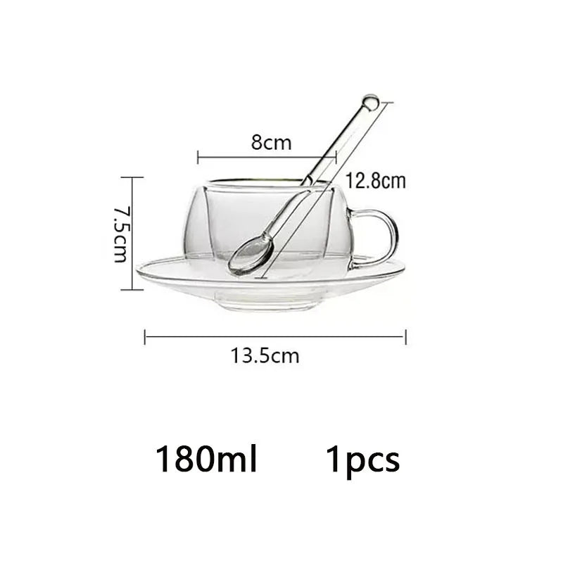 Tasse à café en verre à double paroi avec cuillère Ensemble de tasses à lait transparentes et résistantes à la chaleur