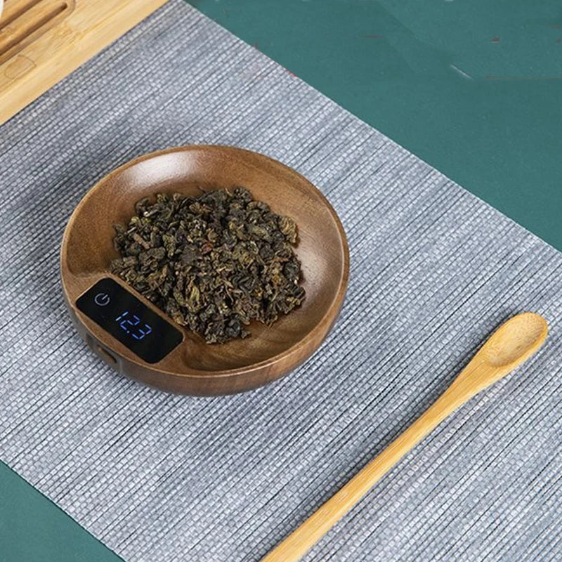 Balance numérique pour café, balance à thé, longue autonomie, outil en bois de précision rechargeable