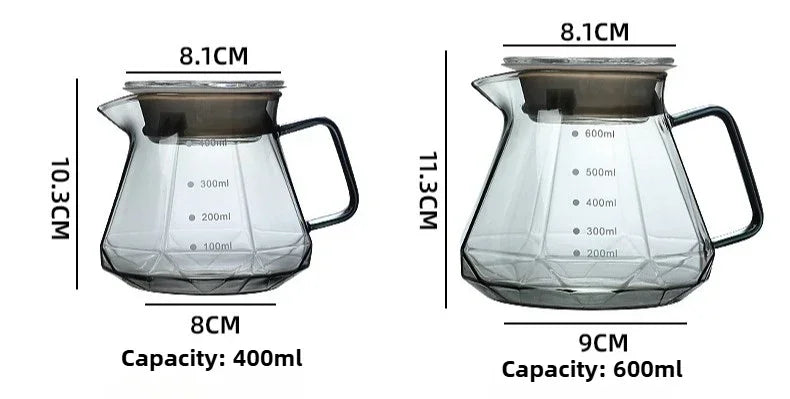 Cafetière en verre Diamond Fashion Design, serveur à café en verre pour café filtre