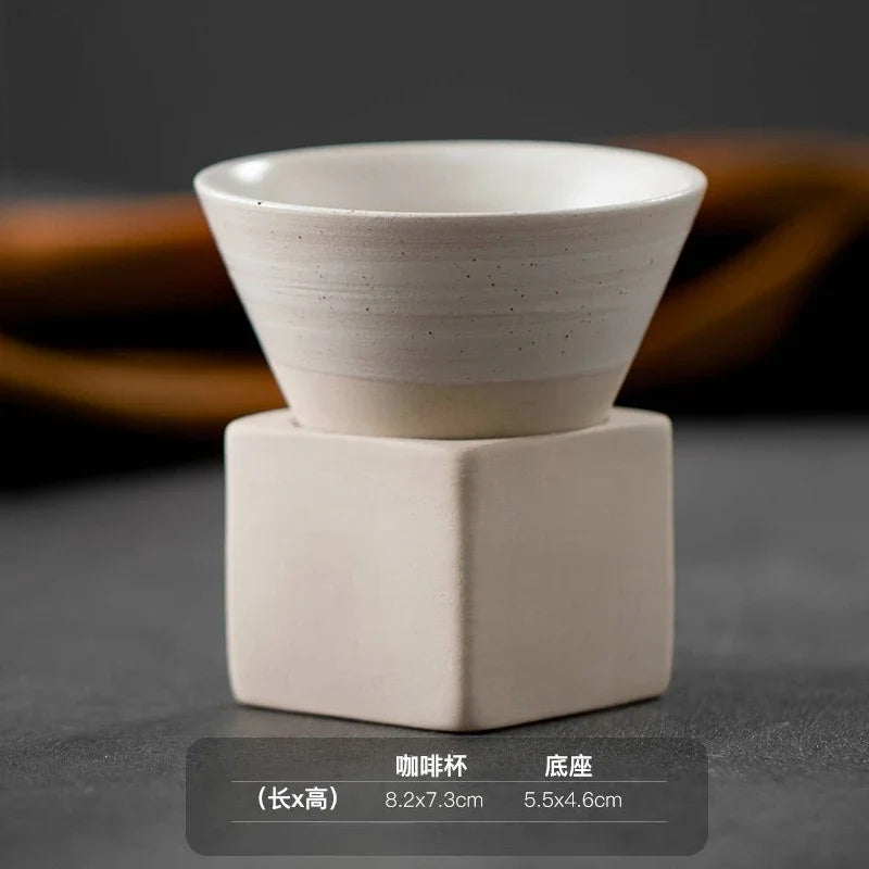 Mug à café en céramique triangulaire rétro, style japonais, fait main