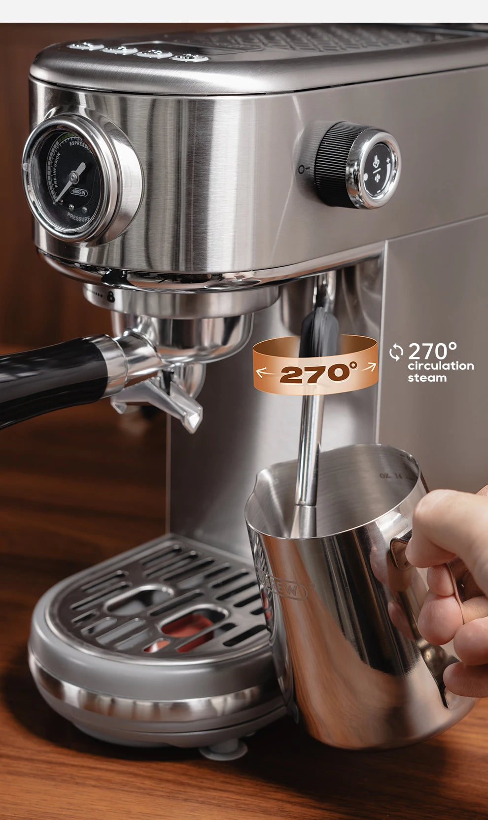 HiBREW 20Bar Semi Automatic Espresso Coffee Machine Temperature Adjustable Cold/Hot Super Slim Coffee Maker Cappuccino