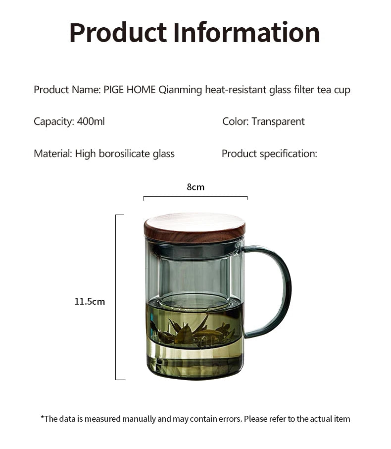 Tasse à thé en verre borosilicate résistant à la chaleur 400ml Gris Fumé HeY LiLac