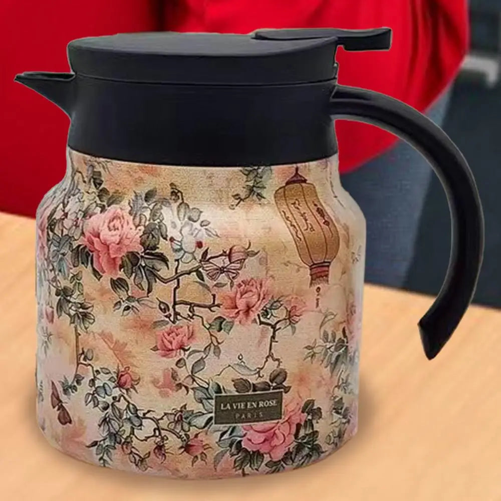 Thermos de thé floral vintage Théière en acier inoxydable Verseuse anti-gouttes avec thé