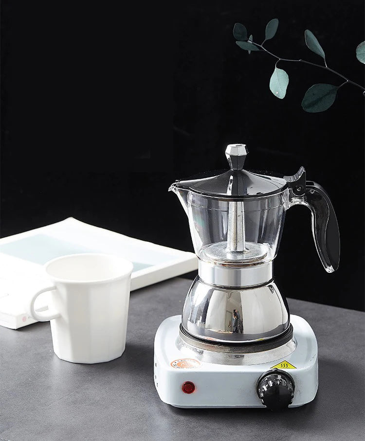 Cafetière Moka Classique en Acier Inoxydable, Cafetière Expresso 4/6 Tasses pour Cuisinière, Café Italien