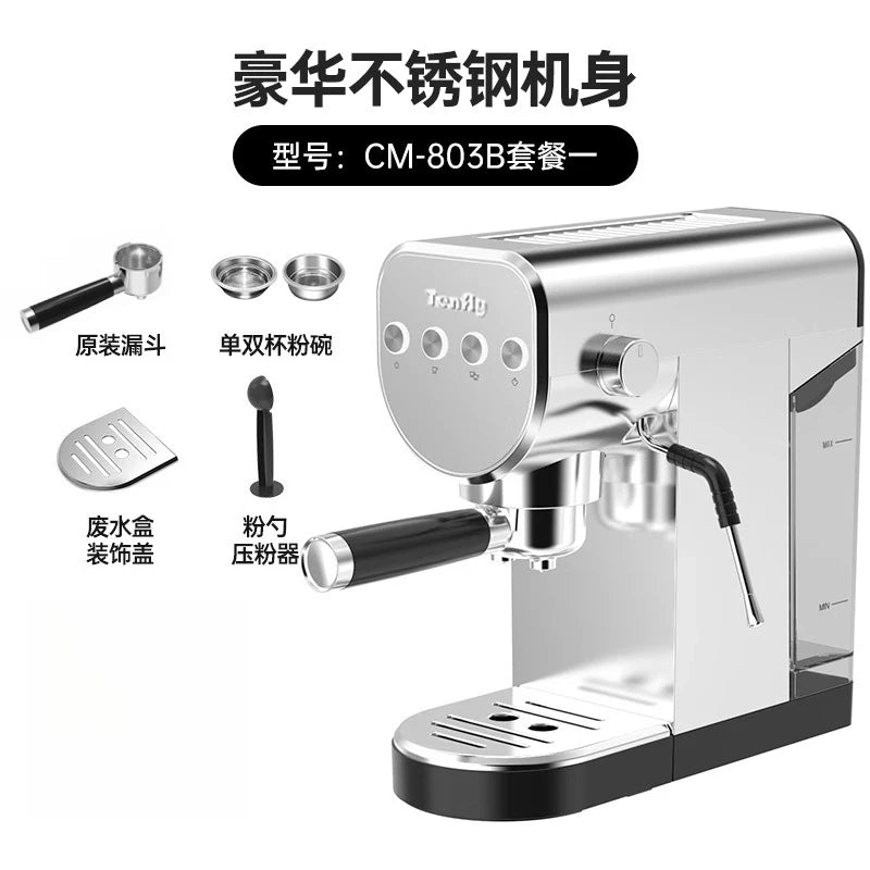 Machine à expresso semi-automatique Tenfly avec pompe 20 bars, compacte pour la maison