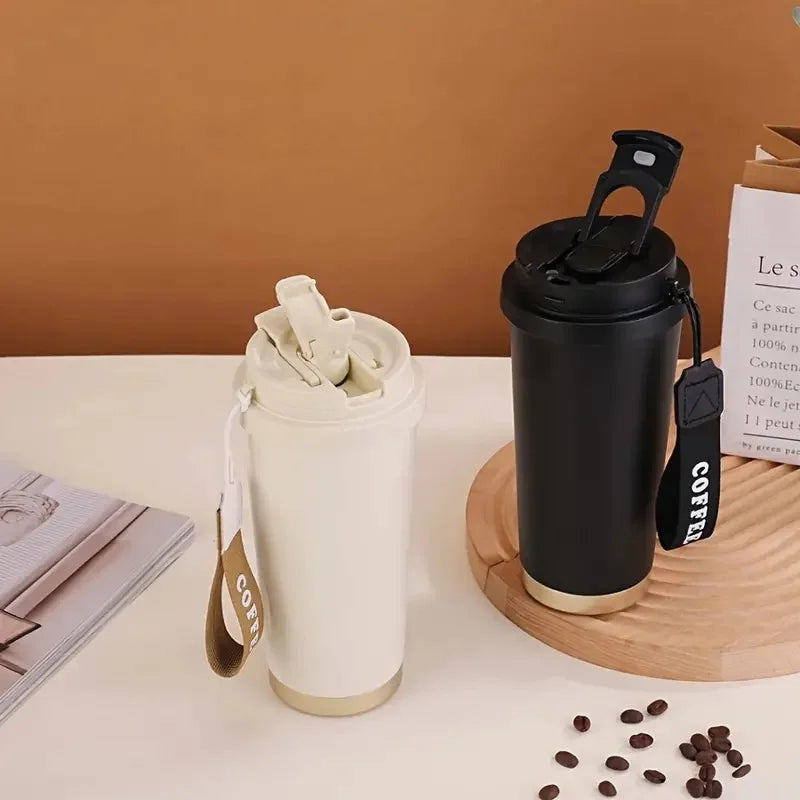 Tasse à café isotherme élégante en céramique, acier inoxydable à double paroi sous vide