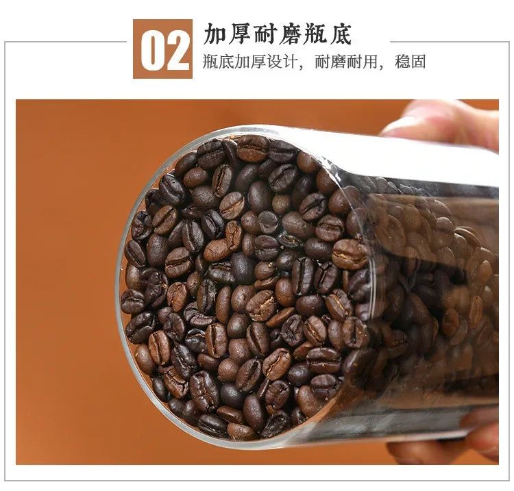 Bocal en verre avec couvercle en bois 1 pièce, récipient alimentaire hermétique, pour grains de café, cuisine