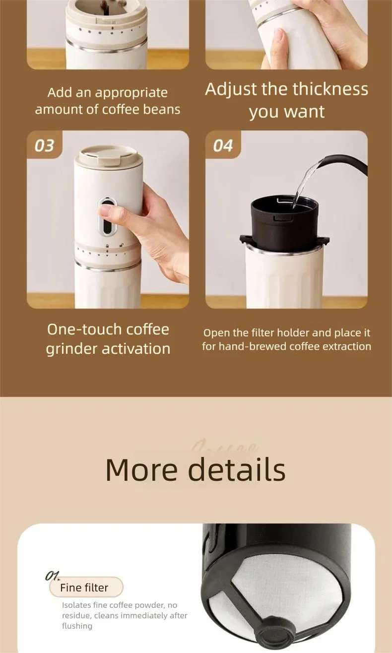 Machine à café multifonction portative pour la maison, petite, rechargeable, entièrement automatique, avec isolation extérieure