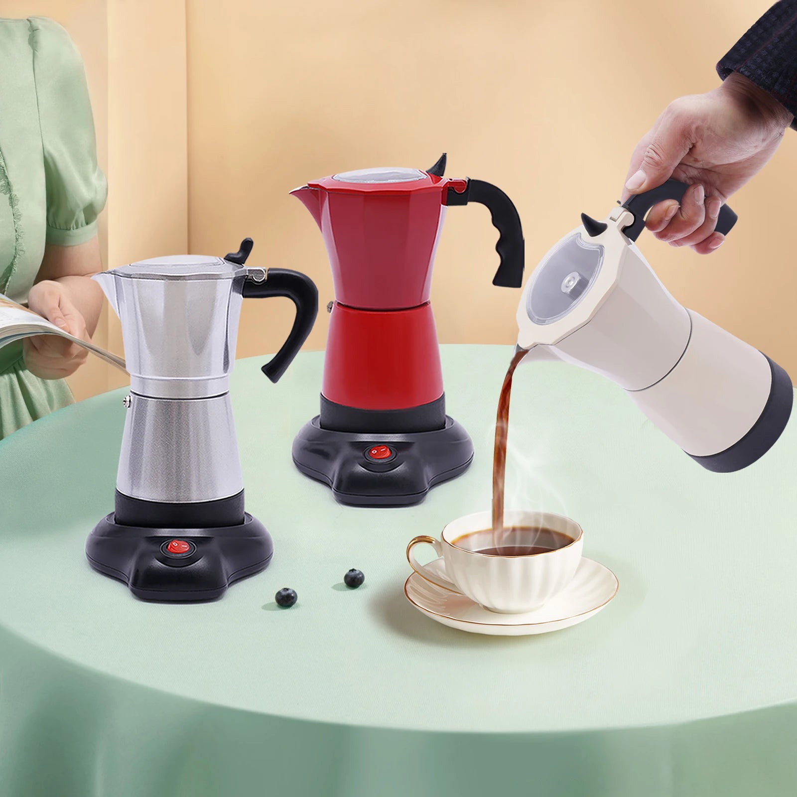 Machine à expresso, Cafetière avec joint d'étanchéité, Cafetière pour salons de thé et voyages