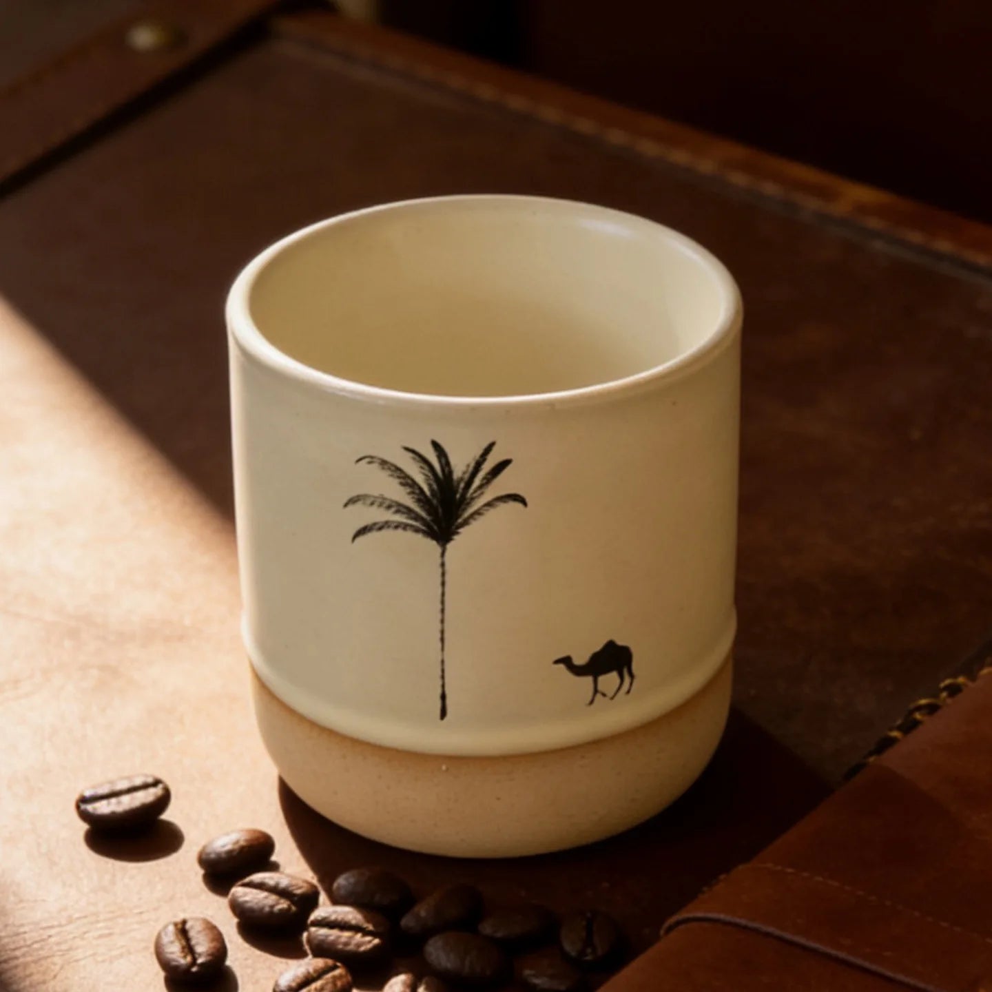 230ML Tasse Rétro en Poterie Grossière Style Moyen-Orient Arbre à Palmiers Arabe Chameau Thé