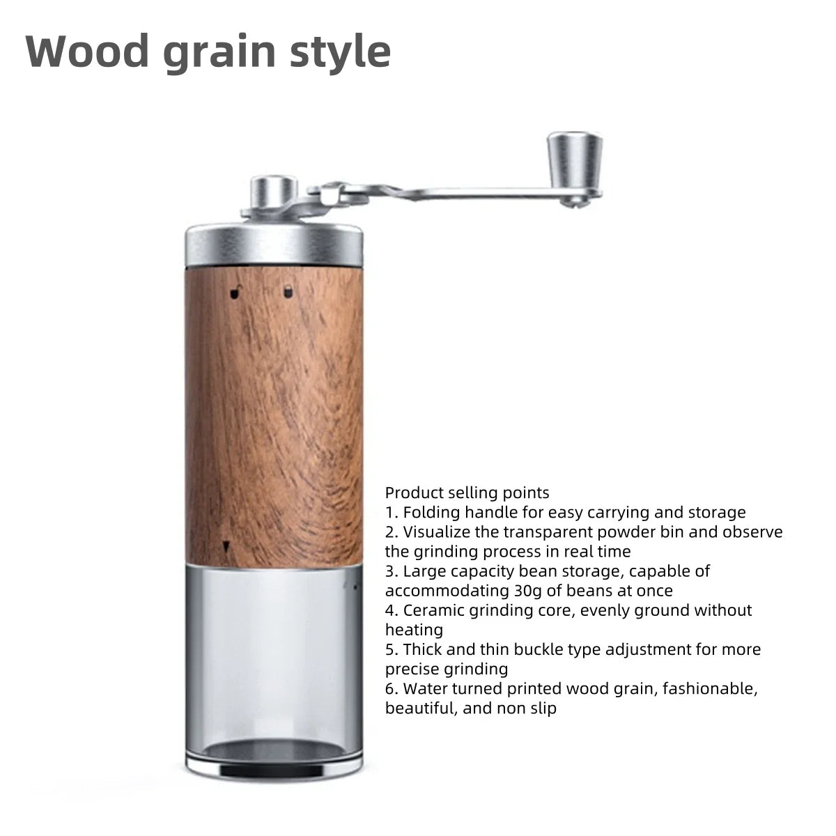 Moulin à café manuel portable vintage avec moulin à grains de café grain de bois
